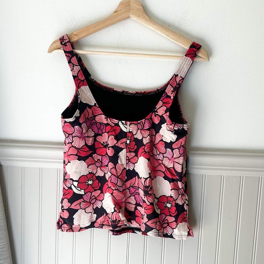 Lands' End Size 8 Swim Top Pink and Black Floral Tankini - Picture 6 of 6